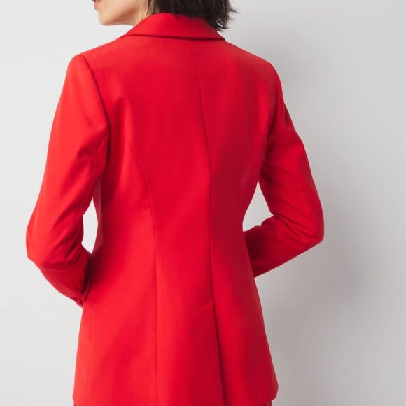 WHBM $195 One-Button Blazer Jacket Red Flamenco 8 12 - Picture 5 of 8